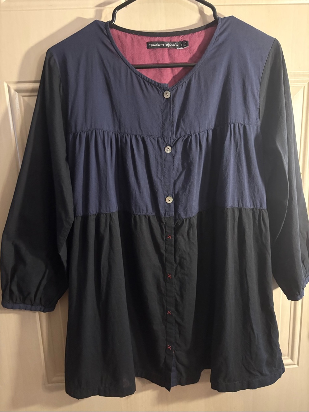Gudrun Sjoden Women’s Small Oversized Blouse Colorblock Boho Prairie Minimalist